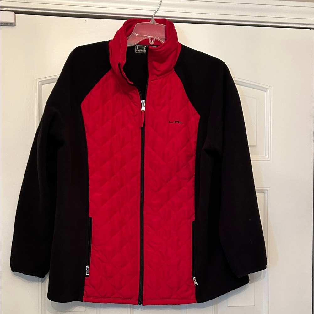 Lauren Ralph Lauren Red and Black Utility Jacket-Size XL